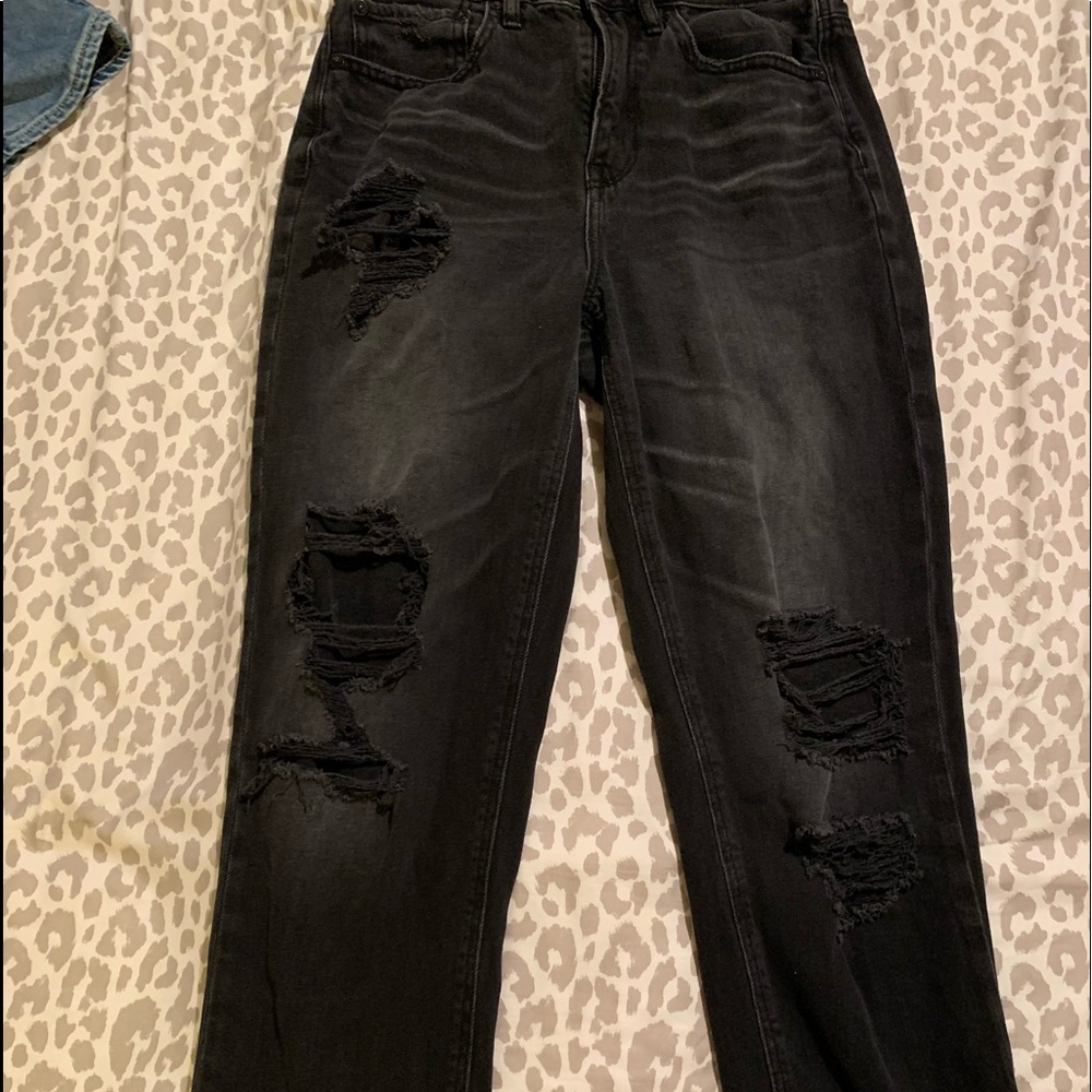ripped black jeans from american eagle, size 2, only worn twice
